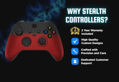 Stealth Controllers Wireless Controller for Xbox Series S, Xbox Series X, Xbox One - Soft Touch Feel - Custom Series S/X Controller (Red Shadow) - color: Red Shadow