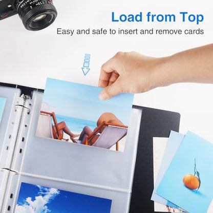Sooez 30 Pack 5x7 Photo Sleeves for 3 Ring Binder, Hold 120 Pictures | Heavy Duty Plastic Binder Sleeves, Photo Album Refill Pages, Acid Free Archival Page Protector, Binder Inserts for Postcard - size: 5x7" 2-Pocket