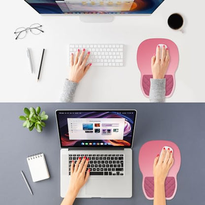 ITNRSIIET Ergonomic Mouse Pad Wrist Support with Memory Foam Massage Bulge & Non-Slip PU Base, Carpal Tunnel Pain Relief, Prevent Wrist Sweating, 12 x 8 x 1.2 inch, Pink Ombre - color: Pink Ombre