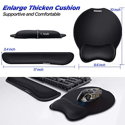 Gimars Upgrade Enlarge Superfine Fibre Soft Smooth Gel Ergonomic Mouse Pad Wrist Support and Keyboard Wrist Rest for Computer, Laptop, Mac, Gaming and Office, Durable, Comfortable and Pain Relief - color: Black