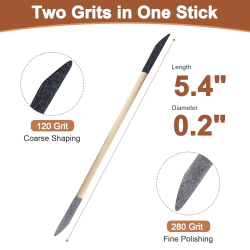 Sanding Sticks 60PCS, 120/280 Grit Double-Ended Sanding Tool for Plastic Models and Wood, Pen-Style Precision Sander for Model Building, Hobby Craft Detailing and Tight Spaces, 5.4 x 0.2 Inch