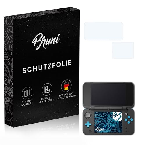Bruni Screen Protector compatible with Nintendo New 2DS XL Protector Film, crystal clear Protective Film (Set of 2) - size: New 2DS XL