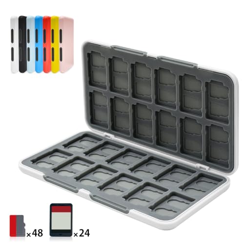 ONETIAOLONG Switch Game Case Holder for Switch 2 & OLED & Lite with 24 Cartridge Slots and 48 Micro SD Card Storage with Magnetic Closure,Protective Hard Shell and Soft Lining for Easy carrying - color: White, style: 24-slots
