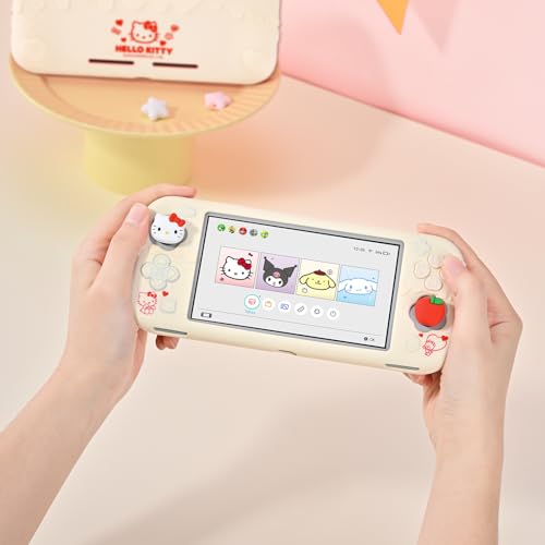 Kuitmor Switch Lite Protective Case,Soft Silicone Protective Shell,Anti-Scratch Protective Cover Case for Switch Lite with 2 Thumb Grip Caps（Beige Hello Kitty） | Soft Silicone - color: Beige Hello Kitty