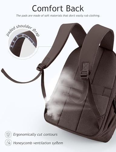 Uselike Travel Backpack for Women, 15.6 Inch Laptop Backpack, Quilted College Bookbag, Cute Work Backpacks, Water Resistant (Dark Brown) - color: Dark Brown