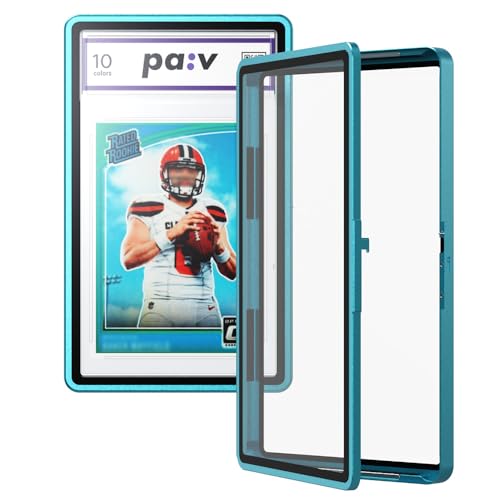 pa:v PAV PSA Snap Case –Premium Aluminium PSA Slab Protector with UV-Resistant Tempered Glass Display - Graded Guard Case for Standard 35PT PSA Slabs with Button Lock, Magnetic Stack Design - color: Blue