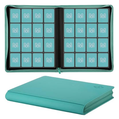 Premium Card Binder 16 Pocket,Trading Card Binder Holds up to 1000+Cards Sturdy Card Collection Album, Card Holder Folders for MTG, TCG, Game Cards & Sports Cards - color: 16Cyan