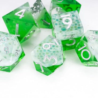 7PCS Cocktail Dice Set,Handmade Sharp Edge Dice Set D&D RPG Polyhedral Die,for Dungeons and Dragons TTRPG Games Roleplaying Games,with Gift Box.(Green) - color: Cocktail Green