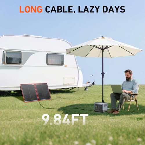 DOKIO 100W Portable Foldable Solar Panel Kit for 12V Battery Charging | Folds to 19 x 26 in and weighs 5.3 lb; includes controller and dual USB; for 12V batteries, power stations and camping.
