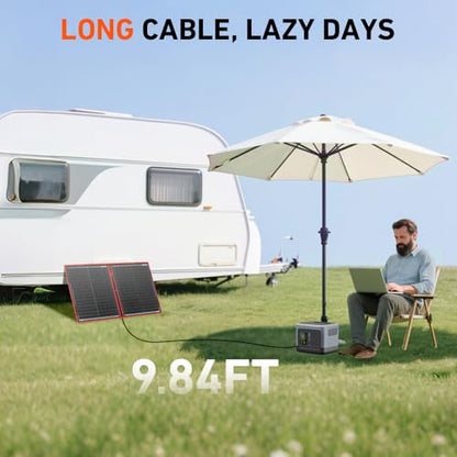 DOKIO 100W Portable Foldable Solar Panel Kit for 12V Battery Charging | Folds to 19 x 26 in and weighs 5.3 lb; includes controller and dual USB; for 12V batteries, power stations and camping.