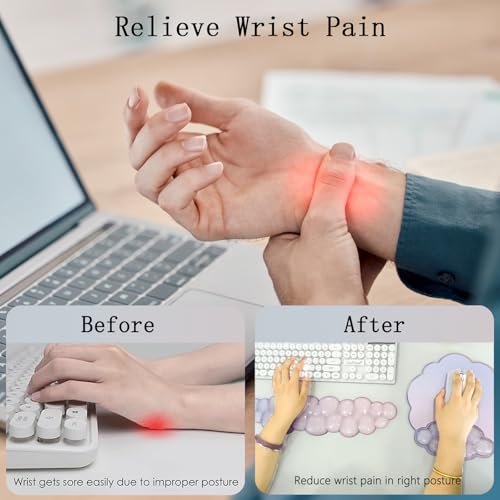 Gel Cloud Wrist Rest Keyboard Clear Mouse Pad with Wrist Rest Set 3PCS Ergonomic Acrylic Coaster Non-Slip Base Cute Transparent Cool Wrist Pad for Keyboard and Mouse Computer Gradient Pink Blue - color: 3pcs Gel Blue Pink