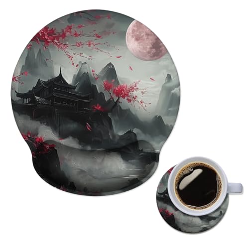 Mouse Pad with Wrist Support, Ergonomic Mouse Pad with Memory Foam Wrist Rest Cushion, Non-Slip Rubber Base Gaming Mice Pad for Home Office Computer Laptop,Cherry Blossom - color: Cherry Blossom