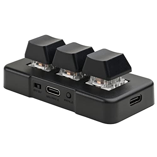 iKKEGOL Mini USB Type C Wired 3 Key Mechanical Keypad 9 Keys Fully Progammable Macro Gaming Keyboard,One- Handed Control RGB Light HID Pad (Black)