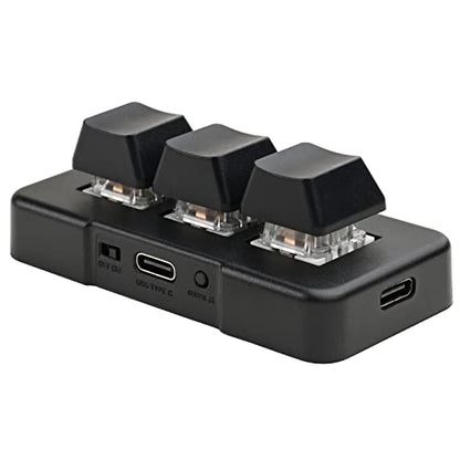iKKEGOL Mini USB Type C Wired 3 Key Mechanical Keypad 9 Keys Fully Progammable Macro Gaming Keyboard,One- Handed Control RGB Light HID Pad (Black)