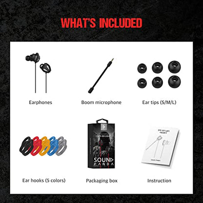 SPE-G9 Light Gaming Earbuds Single Driver 3.5mm with Dual Microphone | Wired Earbuds with 1.5m Cable | for PC, Mobile, Xbox, PS5, PS4, Switch | in-Ear Gaming Headset (Black)