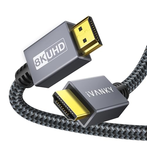 IVANKY 10K 8K HDMI Cable 10 ft, 48Gbps HDMI 2.1 Cable 10ft Ultra High Speed, 8K@60Hz, 4K@120Hz, HDR/eARC/HDCP 2.2&2.3, Braided HDMI Cord 10ft Compatible for Roku TV/PS5/Xbox/Laptop/Monitor/PC/Switch - size: 10 feet