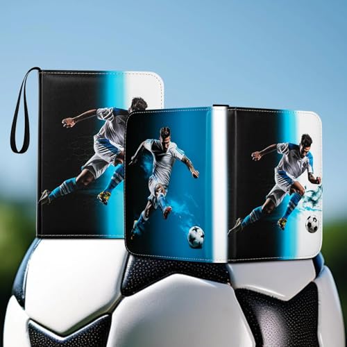 Trading Card Binder 400 Card Capacity, 50 Removable Sleeves (4 Pocket), Zipper Card Album Organizer for TCG Cards (Soccer) - color: Soccer