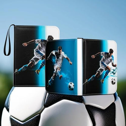 Trading Card Binder 400 Card Capacity, 50 Removable Sleeves (4 Pocket), Zipper Card Album Organizer for TCG Cards (Soccer) - color: Soccer