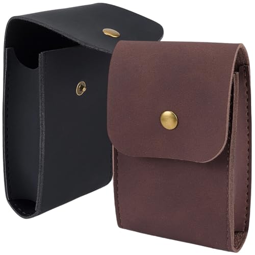 2 Colors Multipurpose PU Leather Playing Card Case 2PCS Single Deck Leather Playing Card Holder Box Pouch Protector Compatible Wallet with Snap Button for Poker(Black;Dark Brown) - color: Black;dark Brown