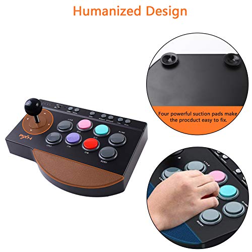 PXN Arcade Fight Stick Joystick for PC Switch Nintendo,Xbox Series X|S, PC,PS4,PS3,Xbox One,Android TV Box,Windows,with USB Port,Turbo & Macro Functions Arcade Controllers
