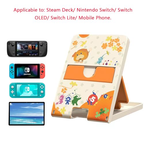 Busjoy Stand for Nintendo Switch, Switch OLED, Steam Deck, Switch Lite, Cute Game Theme for Pikmin, Angle Adjustable Holder, Portable Foldable Non-Slip Playstand-White - color: White-B