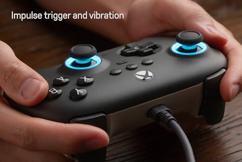 8Bitdo Ultimate C Wired Controller with RGB Lighting Fire Ring - Dark Gray | Officially Licensed, Hall Effect Joysticks, Hall Trigger, 3.5mm Audio Jack, for Xbox Series X|S, Xbox One, Windows 10/11 - color: Dark Gray
