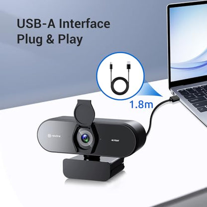 N newline 4K Webcam for PC with PDAF Autofocus, Privacy Cover, Dual Microphones, 4K@30FPS & 1080P@60FPS, Auto Light Correction, Plug & Play USB Camera for Laptop, Mac & Desktop, Streaming - style: 4K Webcam