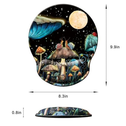 손목 지지대가 있는 마우스 패드, 메모리 폼 손목 받침대 쿠션이 있는 인체 공학적 마우스 패드, 미끄럼 방지 고무 베이스 게이밍 마우스 패드, 홈 오피스 컴퓨터 노트북용, 버섯 - color: M41-Mushroom