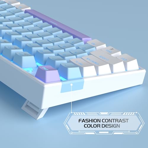 MageGee 75% Mechanical Gaming Keyboard, Blue Switch, LED Blue Backlit, 87 Keys Compact TKL Wired Keyboards for Windows Laptop PC Gamer - Blue/White - color: Blue White/Blue Switch