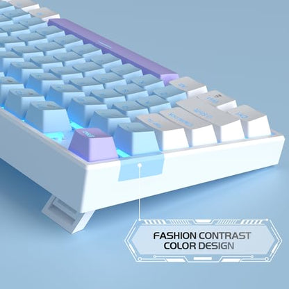 MageGee 75% Mechanical Gaming Keyboard, Blue Switch, LED Blue Backlit, 87 Keys Compact TKL Wired Keyboards for Windows Laptop PC Gamer - Blue/White - color: Blue White/Blue Switch