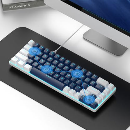 MageGee Portable 60% Mechanical Gaming Keyboard, MK-Box LED Backlit Compact 68 Keys Mini Wired Office Keyboard with Blue Switch for Windows Laptop PC Mac - Blue/White - color: Blue/Blue Switch