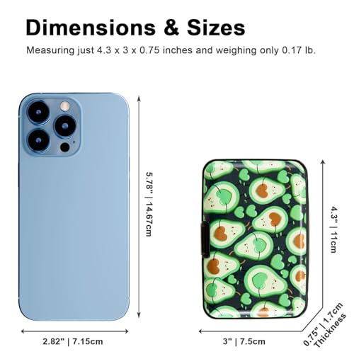 Credit Card Holder, Metal Card Wallet RFID Blocking Mini Slim Aluminum Business Hard Card Case for Women Men (Cartoon Avocado) - color: Cartoon Avocado