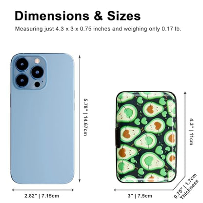Credit Card Holder, Metal Card Wallet RFID Blocking Mini Slim Aluminum Business Hard Card Case for Women Men (Cartoon Avocado) - color: Cartoon Avocado