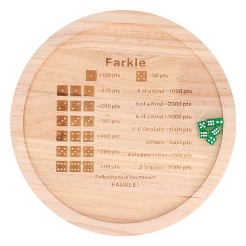 Farkle Dice Tray, Premium Wooden Dice Tray for Classic Family Game Night, Improve Math Skills with 6 & Storage Bag (Round 30cm) - color: Round 30cm