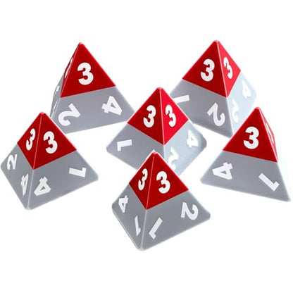 Modiphius Entertainment: Triangle Agency Dice Set (6d4) - 6 Piece, Red & Grey Resin Pyramid Die, Expansion RPG Accessory Pack, Roleplaying Game
