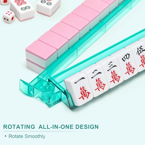 Mahjong Racks with Pushers 4PCS Set Majiang Tile Holder Acrylic Mahjong Racks Accessories and Gifts - color: 4 Color