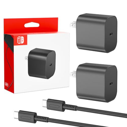 2-Pack Charger for Nintendo Switch 2-20V 3A 60W AC Adapter Fast Charging with 5ft USB C Cable - Compatible with Switch/OLED/Lite/Steam Deck - Support 4K TV Mode - Original Quality - size: 2Pack 5FT