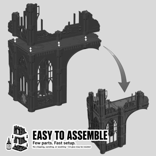 Gothic Sector Terrain Set: 28mm Scale Buildings & Scatter Terrain for 2000-Point Competitive 40k Games (Small Church) - style: Small Church