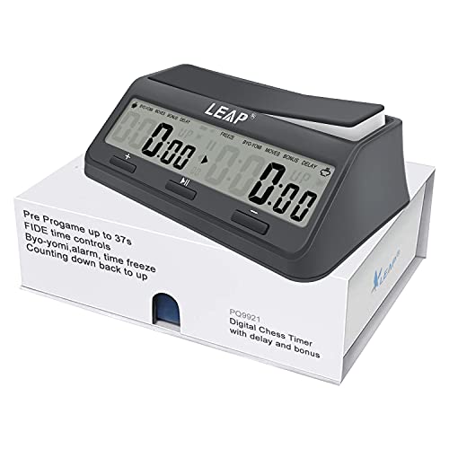 Chess Clock Digital Chess Timer Advanced for Board Game and Chess Timer with 9921 Updated Byo-yomi Bonus & Delay Count Down up Alarm Grey - color: 9921 Grey