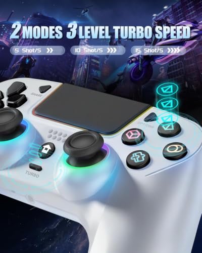 GUOC LED Wireless Controller for PS5 with Hall Effect Joystick and Trigger,4 Macron Boutton Extended Grip Controller Compatible with PS5 Pro/Slim, Dual Vibration, Remap/Turbo Function