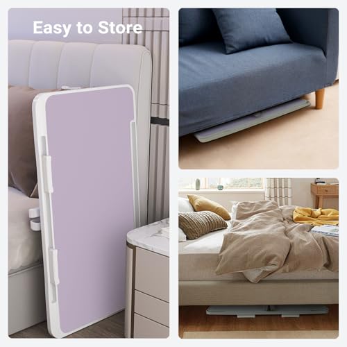 Adjustable Laptop Lap Desk with Cooling Fan USB Light for Adults 56x32cm,Purple - color: Purple+holder,56x32cm