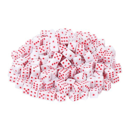 uxcell 300Pcs Mini Dice, 8mm/0.31" Acrylic Tiny Six Side Game Dot Square Dice Bulk for Table Board Game Party Activities, White/Red - color: White/Red, size: 8mm/0.31"