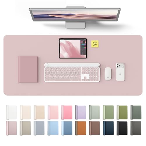 YSAGi Leather Desk Protector, Office Mat, Large Mouse Mat, Non-Slip PU Leather Blotter, Laptop Desk Mat, Waterproof Writing Pad for Office and Home(Grayish Lavender, 42" x 17.2") - color: Grayish Lavender, size: 42" x 17.2"