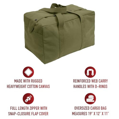 Rothco Small Canvas Parachute Cargo Bag – Rugged Outdoor Storage Travel Duffle - color: Olive Drab