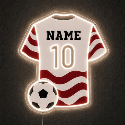Custom Soccer Jersey Neon Sign, Personalized Name Number world cup Football Jersey Neon Light with Soccer Ball, Customizable USB LED Wall Decor for Boys Bedroom, Game Room, Man Cave, Sports Bar, Fan Club, Party,Soccer Gifts - size: Custom Soccer Neon Sign