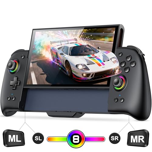 Spican Switch 2 Controller, Switch 2 Accessories Wireless Pro Controller with No-drift Hall Effect Joystick, 4 RGB Mode, 10H+ Battery, Turbo&Macro, Full-Size Hand-Curve Design Comfort for Nintendo Switch 2 Games - color: Black, size: 7.9"