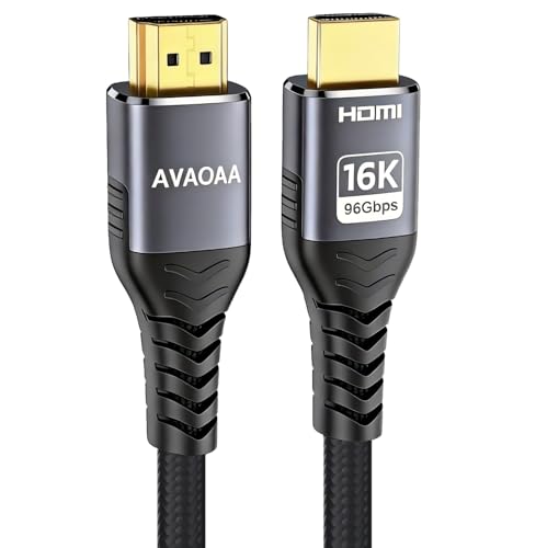 Avaoaa 16K HDMI Cable 2.2 96Gbps 6.6FT, Ultra High Speed Cable Support 8K/4K 240Hz 144Hz 120Hz 60Hz eARC HDR10+ HDCP2.3 HDMI Cord Compatible with PS5/Xbox/Switch 2/Roku TV/Mac Monitor Laptop Blu-ray - size: 6.6 ft（2M）