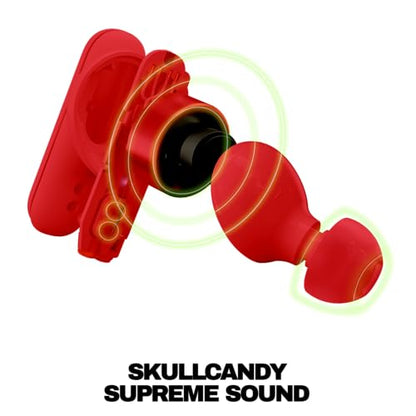 Skullcandy Smokin’ Buds Wireless Noise Isolating Earbuds - Flame | In-Ear Fit, Bluetooth, 20 Hours Battery, IPX4 Sweat and Water Resistant, Microphone for iPhone Android, Commuting, Studying - color: Flame