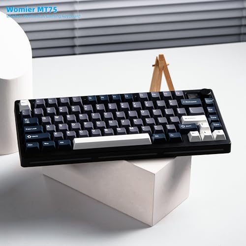 Womier 75% Wireless Mechanical Gaming Keyboard with Knob & Display | Bluetooth 5.0/2.4GHz/USB C Thocky Creamy Keyboard for PC Computer, 8000mAh Battery Hot Swap keyboard for Win/Mac (MT75-Grey) - color: Grey