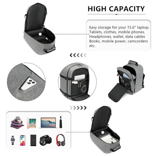 Kono Carry on Backpack, Airline Approved Under Seat Travel Backpack - color: Grey, size: Medium